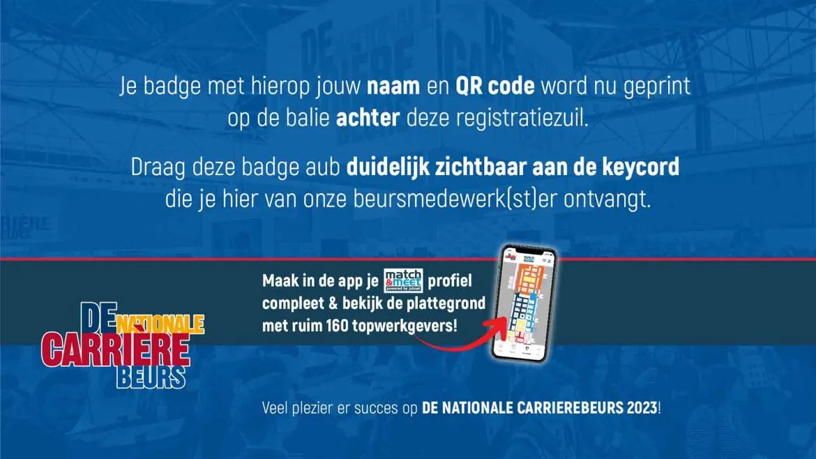 Nationale Carrièrebeurs 2023 aanmeldzuilen Prestop Omnivision screenshots