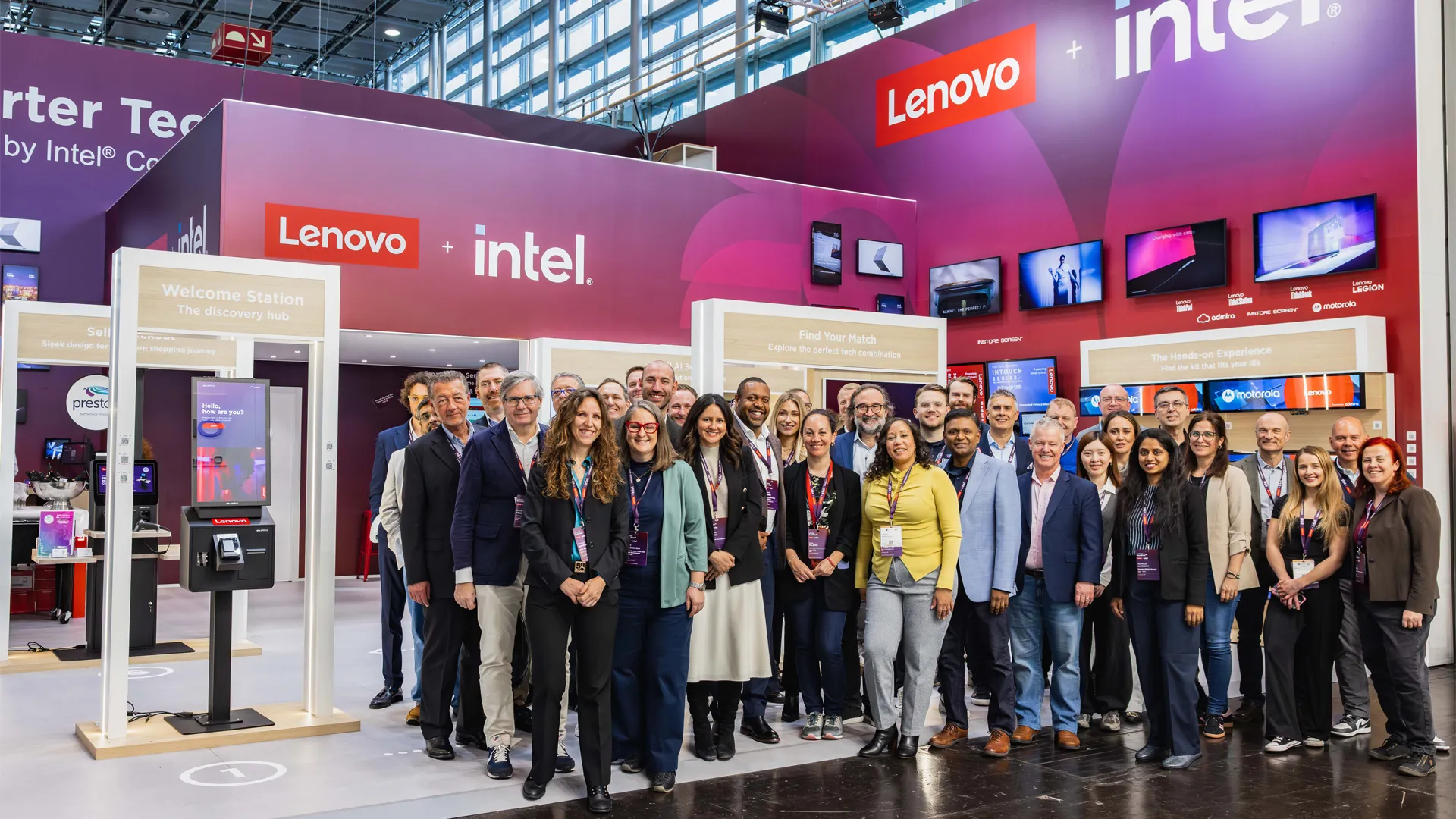 Lenovo Euroshop stand met Prestop kiosken