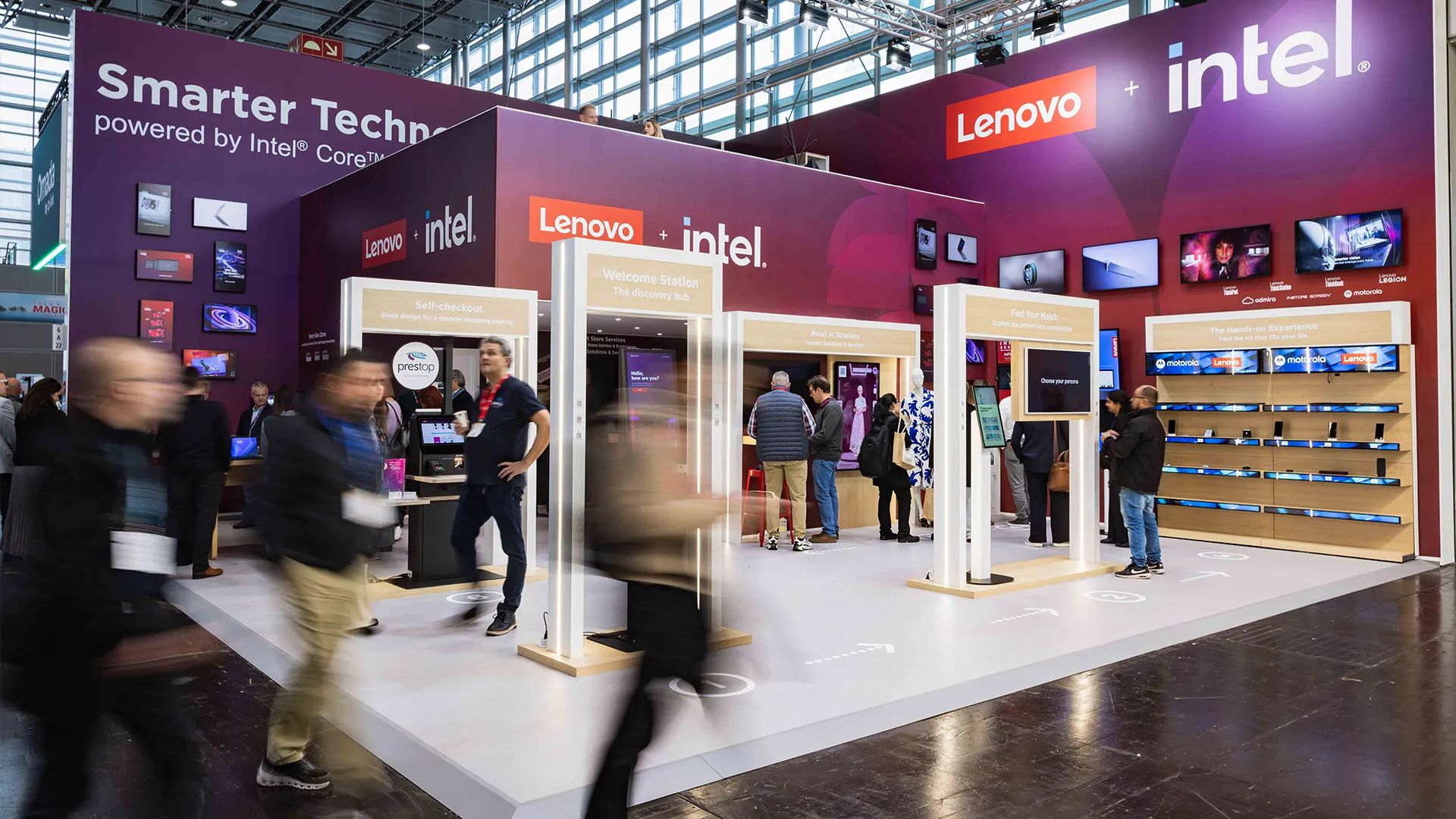 Lenovo Euroshop stand met Prestop kiosken