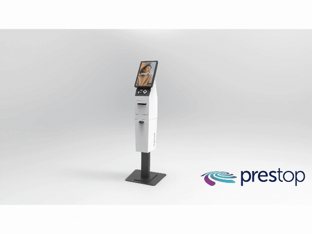 E-line Qmatic kiosk met in hoogte verstelbaar scherm