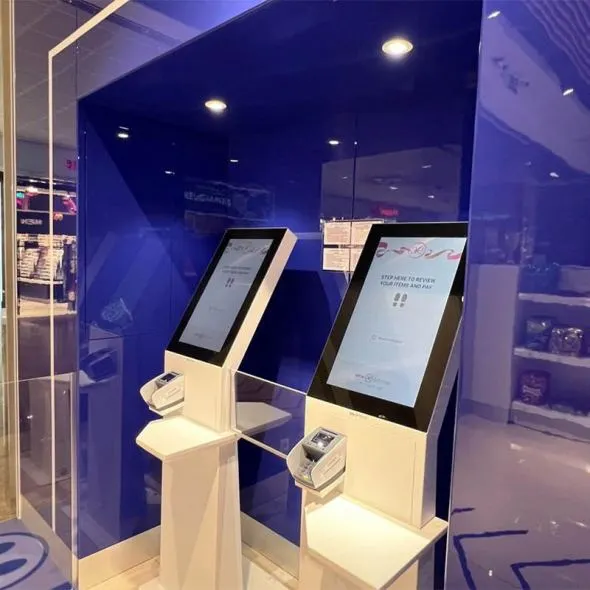 Video: Self-Checkout zuilen voor de geautomatiseerde winkel op het vliegveld van Brussel