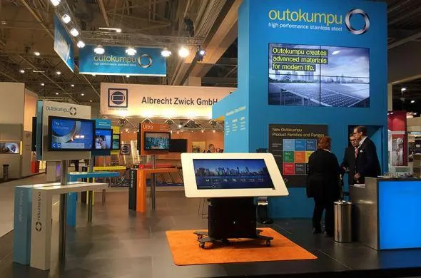 Mooie interactieve stand voor Outokumpu tijdens Stainless Steel World Conferentie